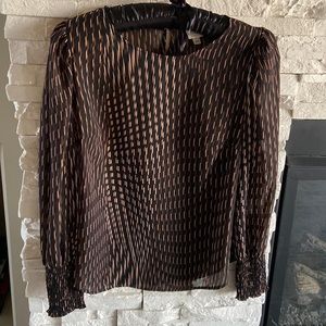 A New Day long sleeve blouse. Large. Black with tan/brown.